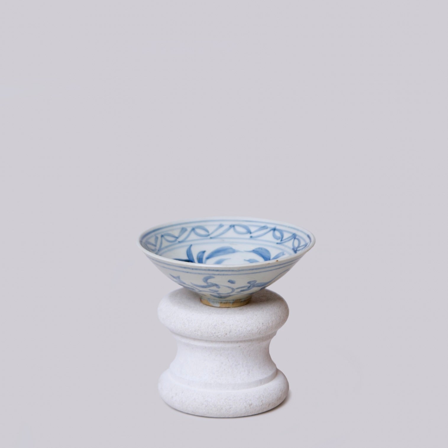 Blue and White Porcelain Floral Conical Bowl