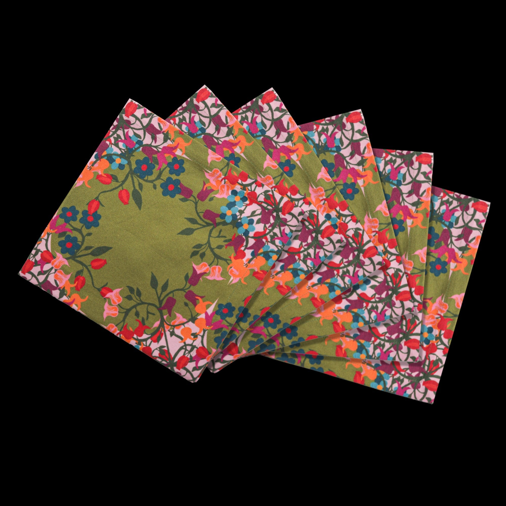 6 Napkins Blumen Green Offcut Version