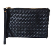 Woven Leather-Flat Zip Pouch