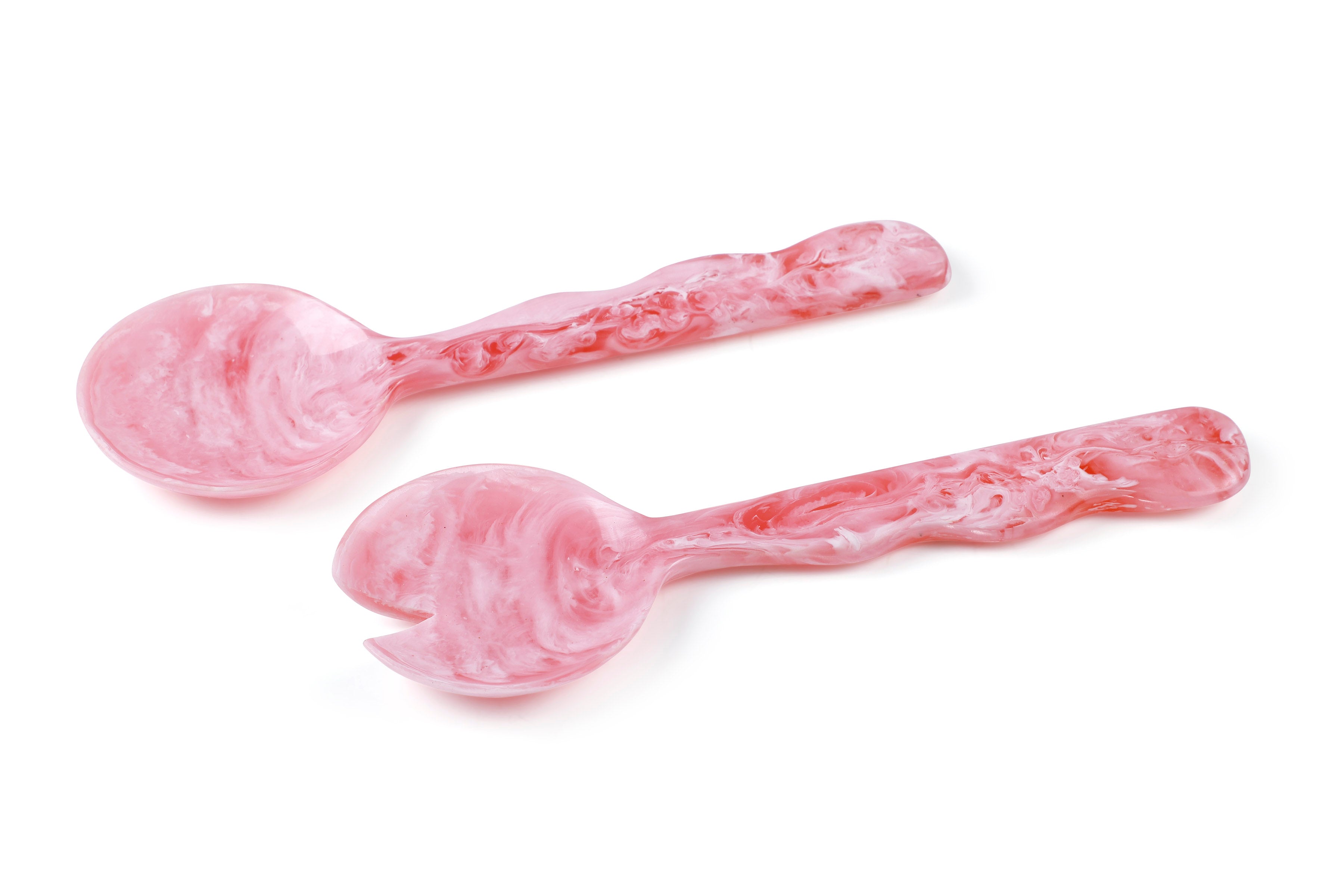 Handcrafted Resin Salad Server- Pink Set of 2 - 2 Quantity