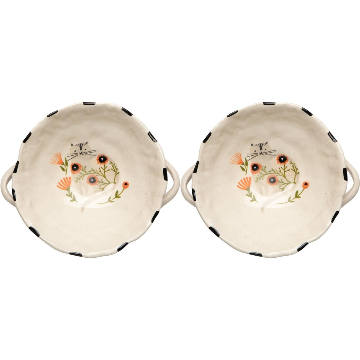 Set of 2 Footed Bowl Catbloom