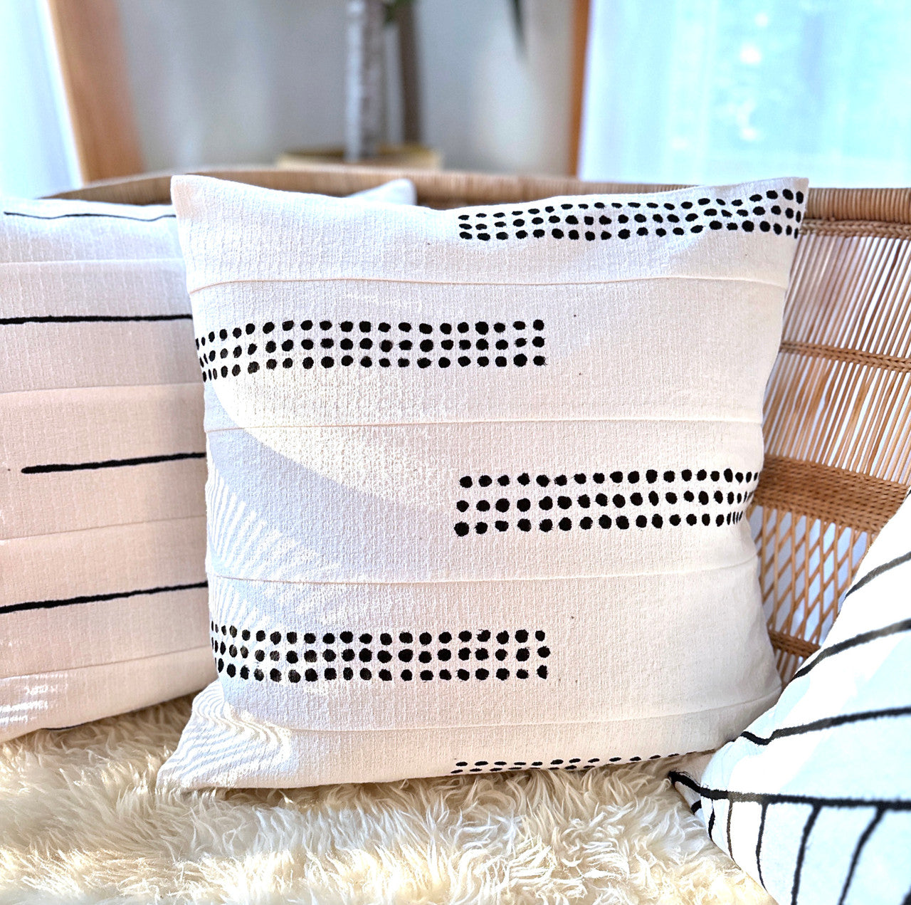 Boho Dots White Sadza Pillow