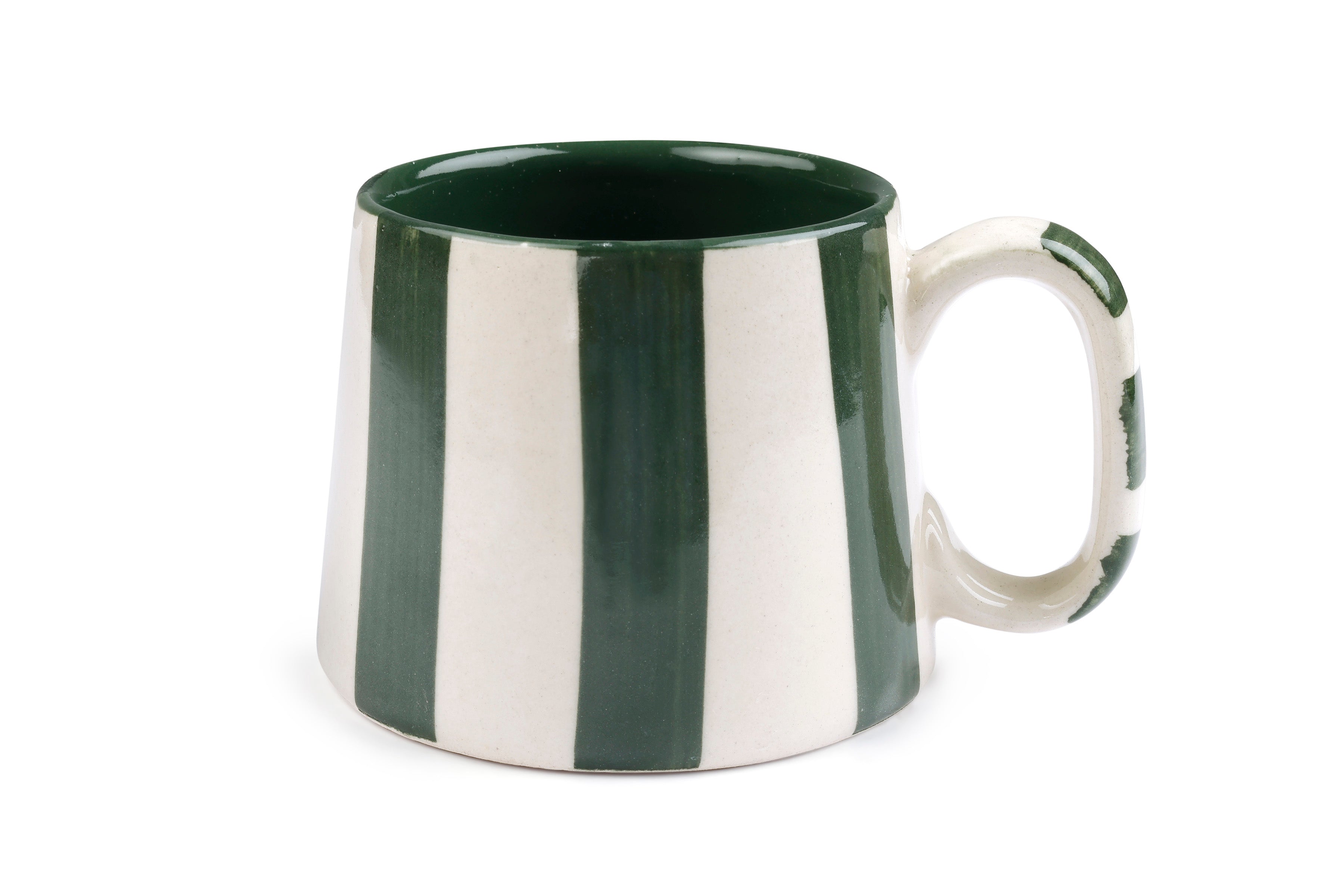 Ceramic Olive Stripe  Coffee cup - 3.5 x 2.5 Inches (Set of 4)