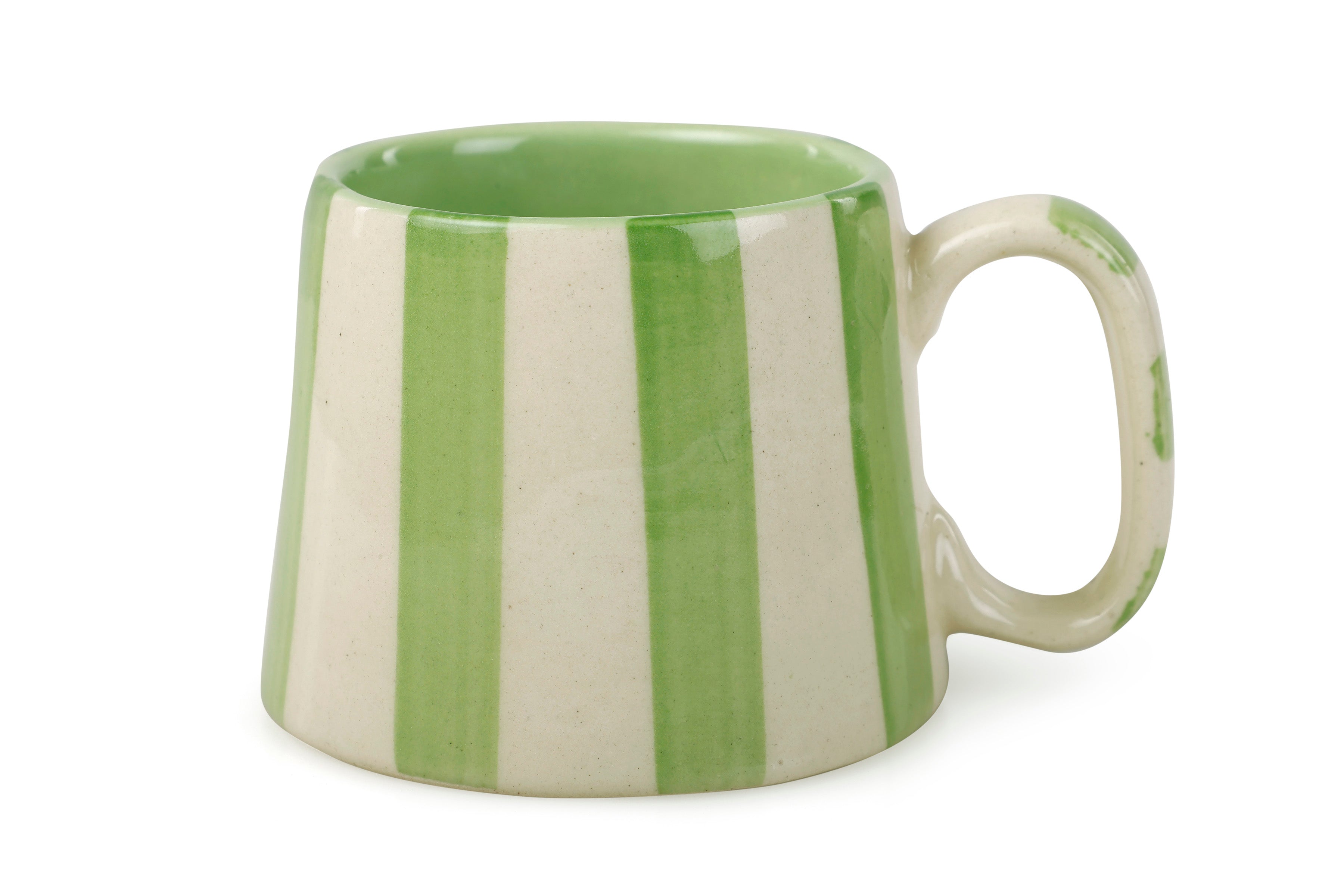 Ceramic Green Stripe  Coffee cup - 3.5 x 2.5 Inches ( Set of 4 )