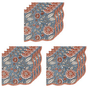 Set of 12 Dahlia Block Print Napkins