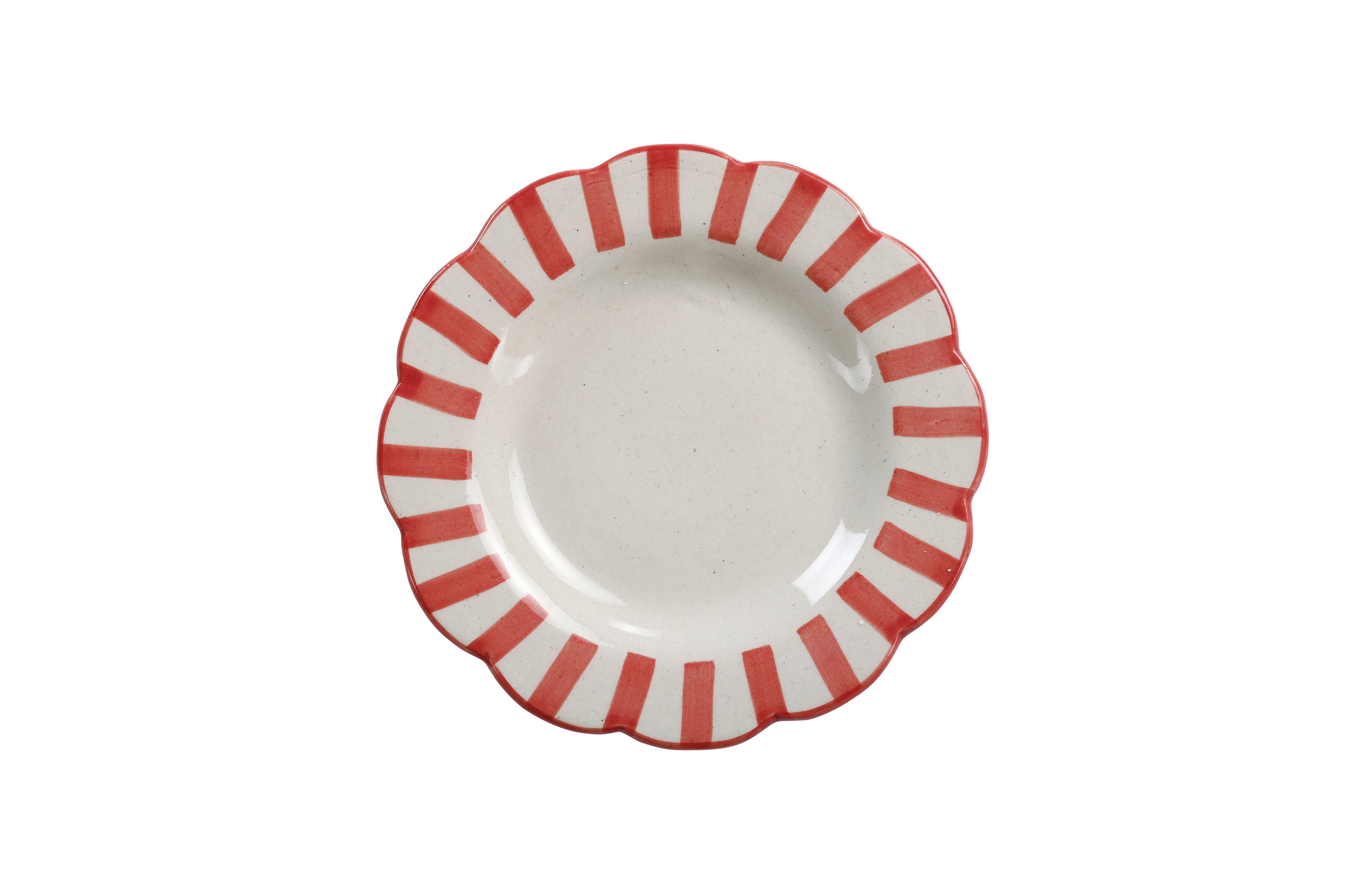 Ceramic stripe Salad Plate, Red- 8.25x 8.25 x 1.25 Inches ( Set of 4 )