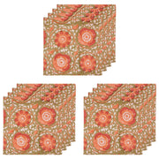 Set of 4 Napkin Block Print Zinnia
