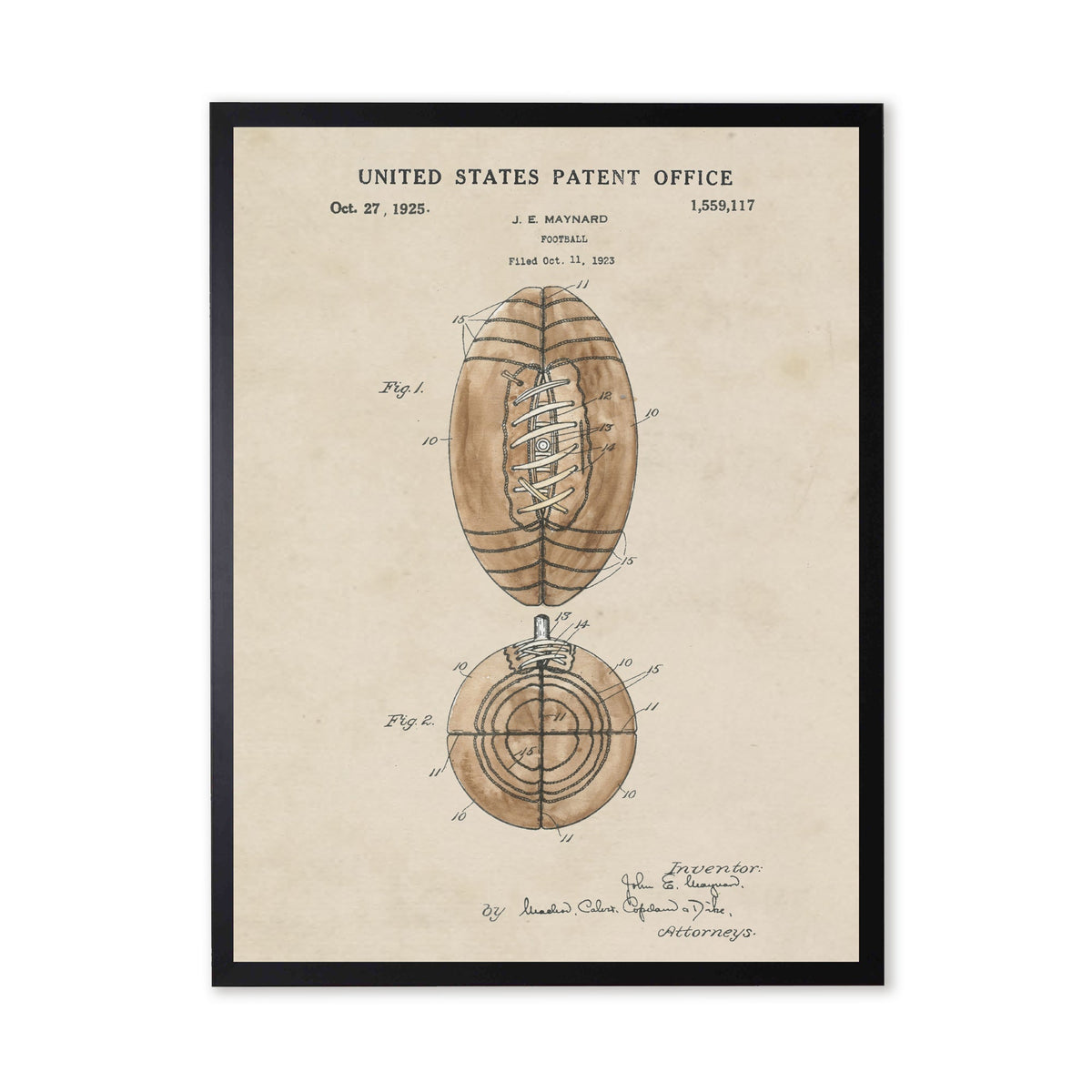 Football Patent in Black Frame