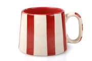 Ceramic Red Stripe  Coffee cup - 3.5 x 2.5 Inches ( Set of 4 )
