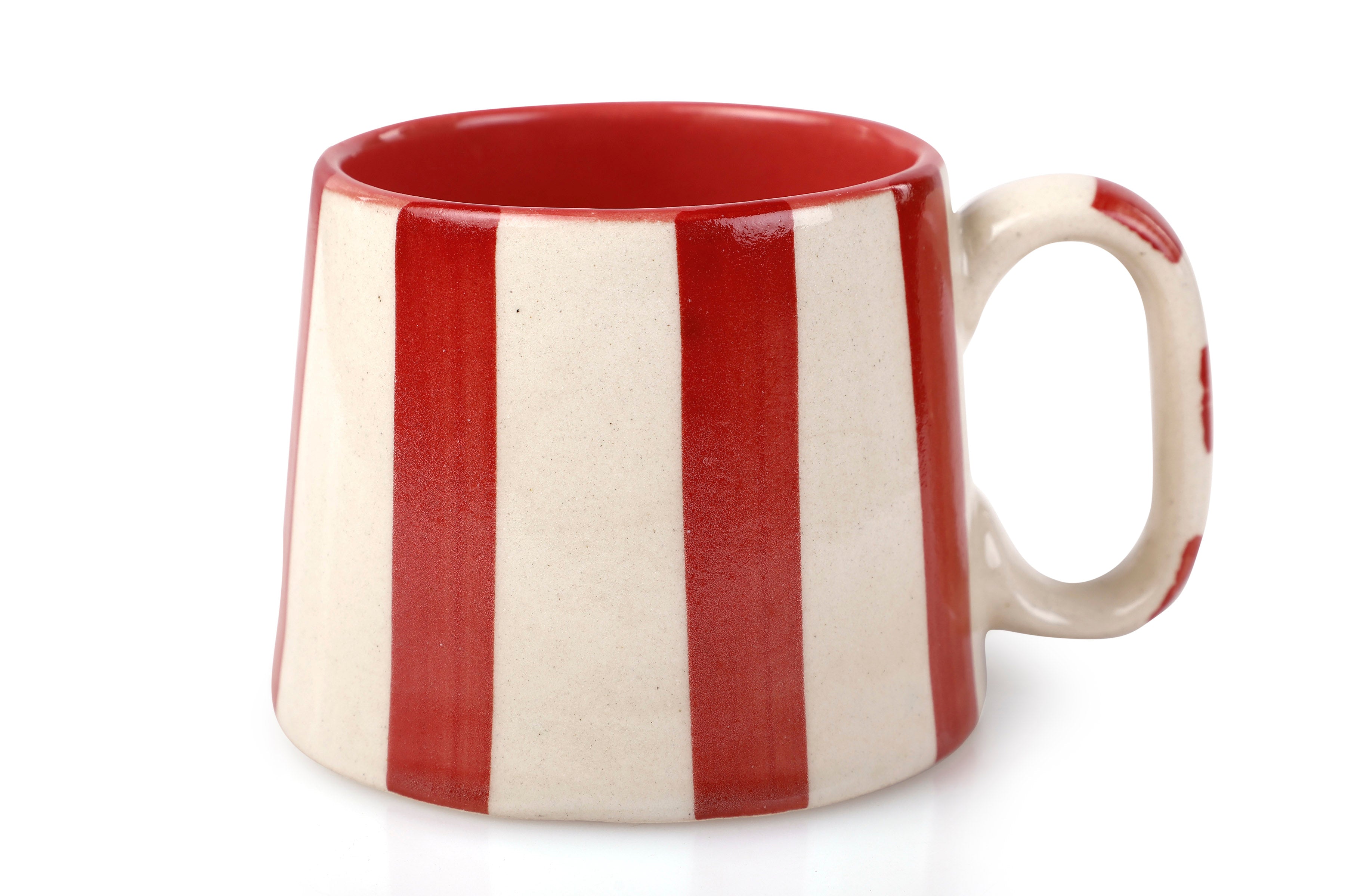 Ceramic Red Stripe  Coffee cup - 3.5 x 2.5 Inches ( Set of 4 )