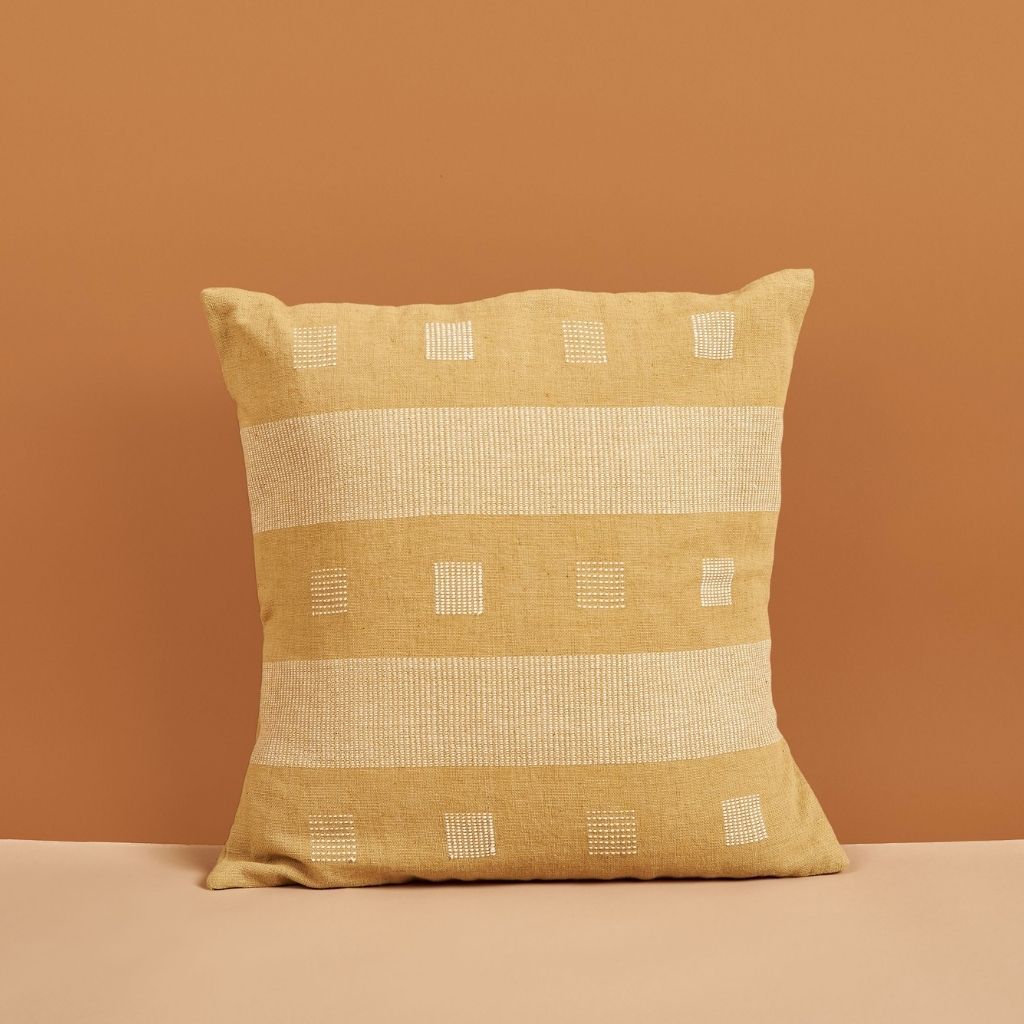 Chokor Nira Ochre Organic Cotton Handloom Pillow