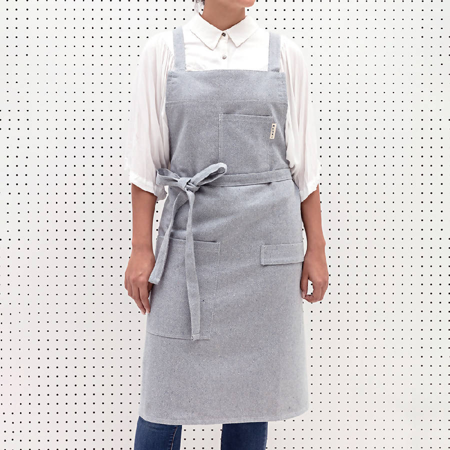 Blue Crossback Bib Apron